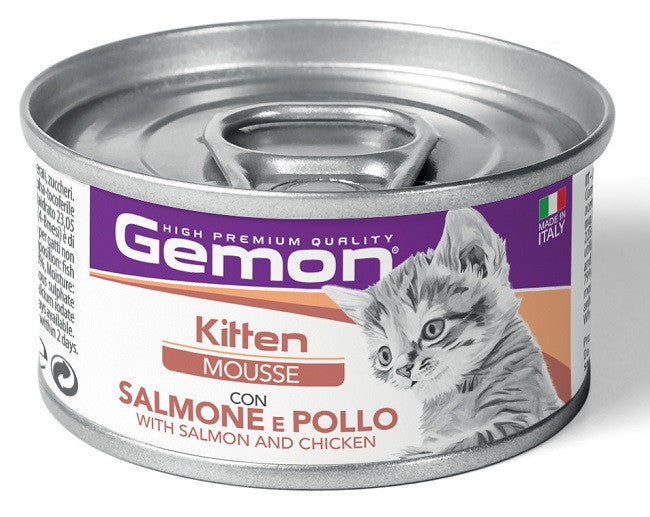 Alimento umido Gemon Kitten Mousse Salmone E Pollo 85 g per gattini in accrescimento Alimento umido Gemon Kitten Mousse Salmone E Pollo 85 g per gattini in accrescimento